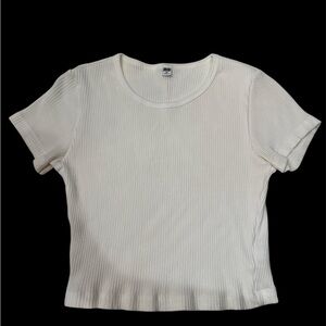 H&M White Ribbed Crop T-Shirt